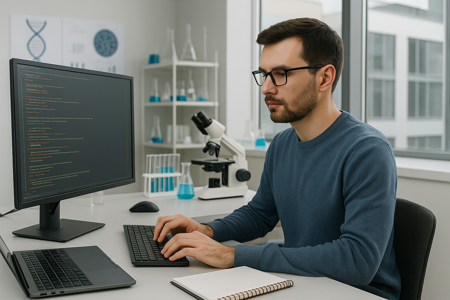 man coding in front of PC