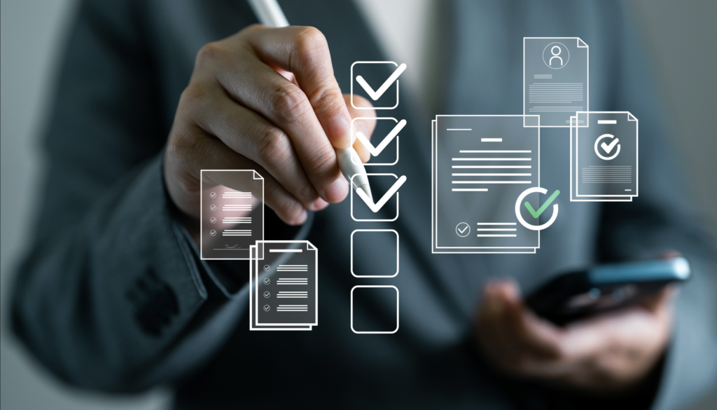 person checking boxes