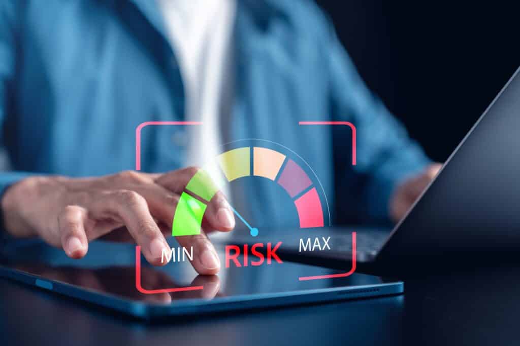 Risk,Management,With,And,Risk,Level,Gauge,,Financial,Planning,,Decision