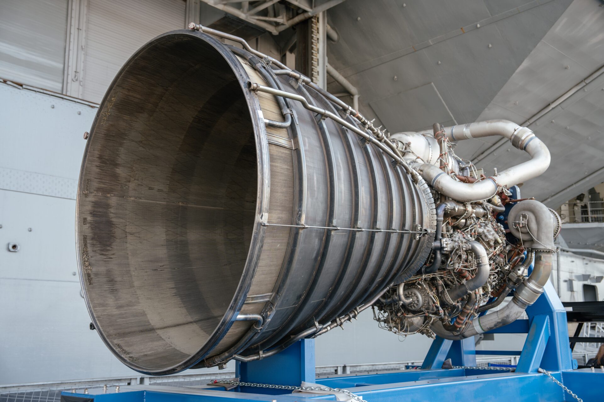 A,Close up,View,Of,A,Powerful,Rocket,Engine,With,Visible
