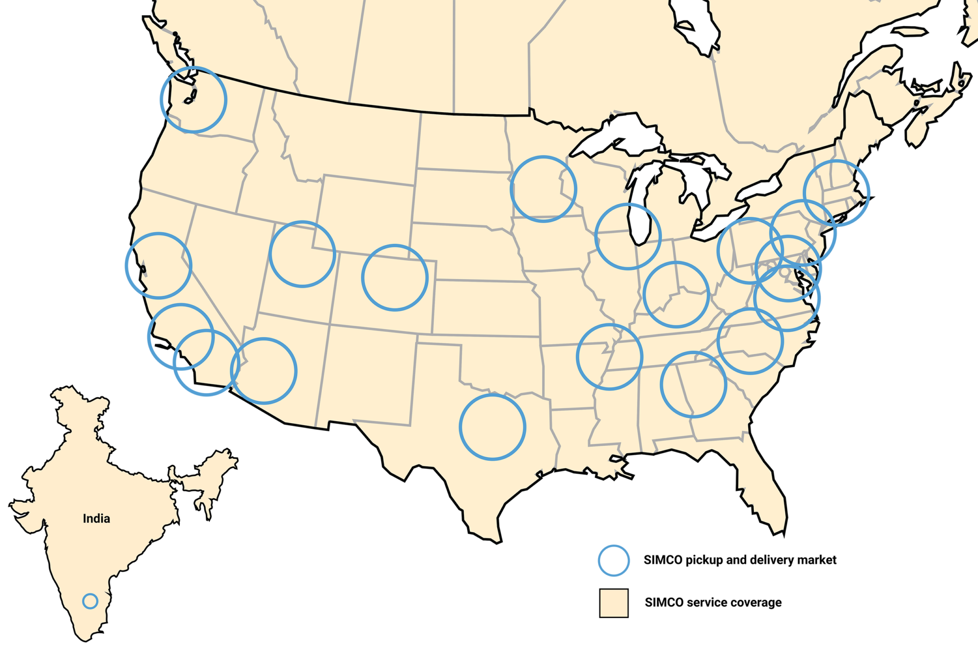 SIMCO Map with India with Canada and ring