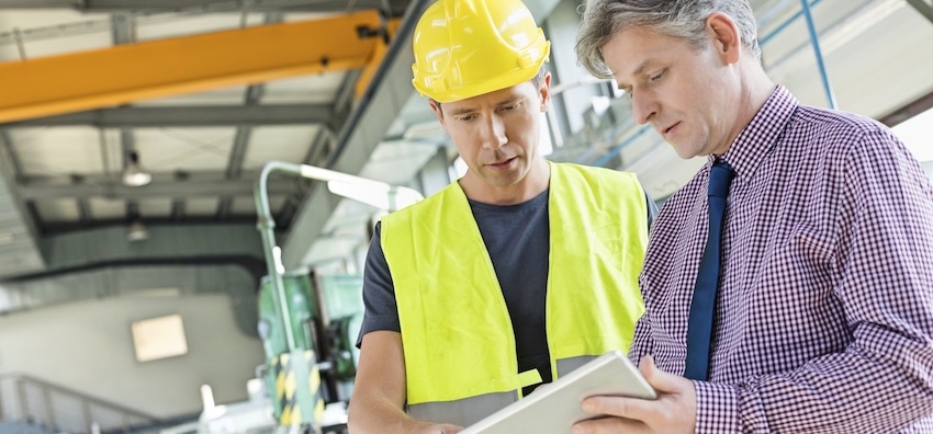 Supervisor,And,Manual,Worker,Using,Digital,Tablet,In,Metal,Industry