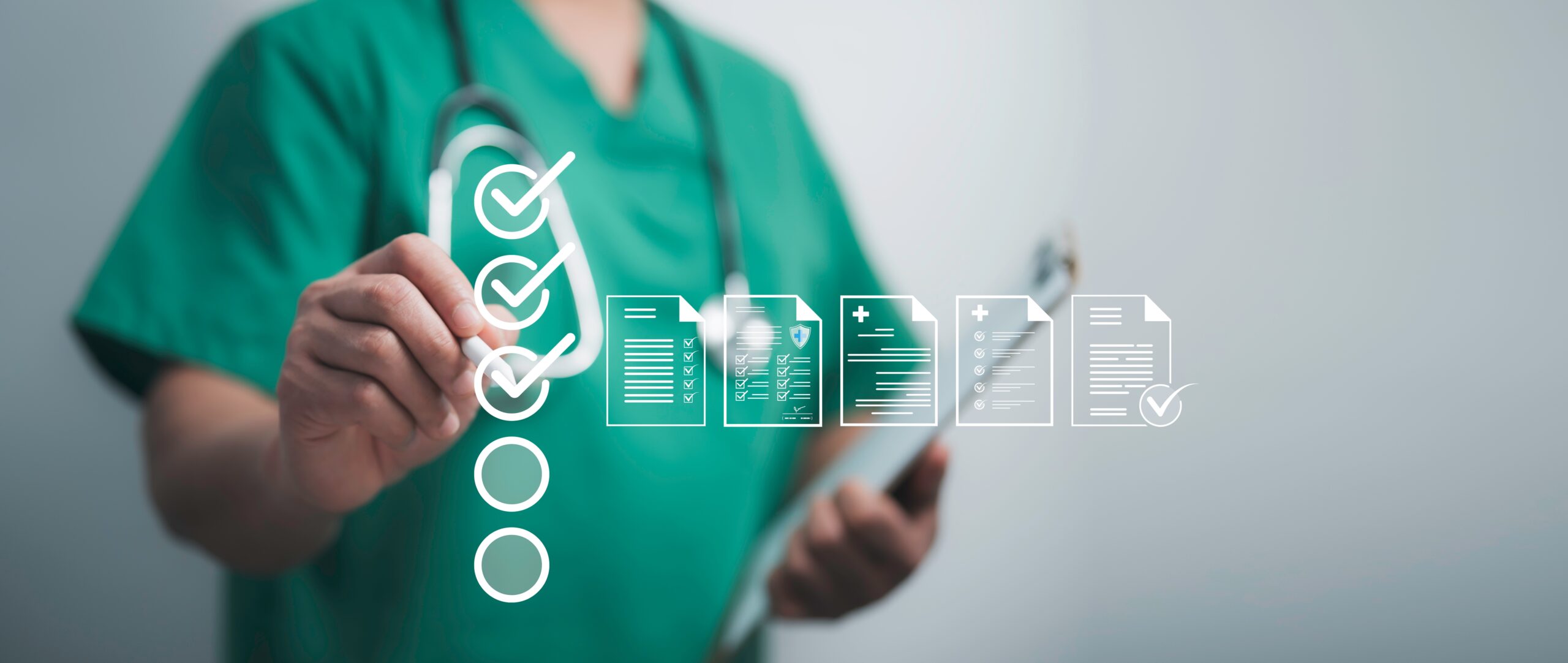 Doctor,Using,A,Digital,Checklist,For,Medical,Document,Verification.,Healthcare