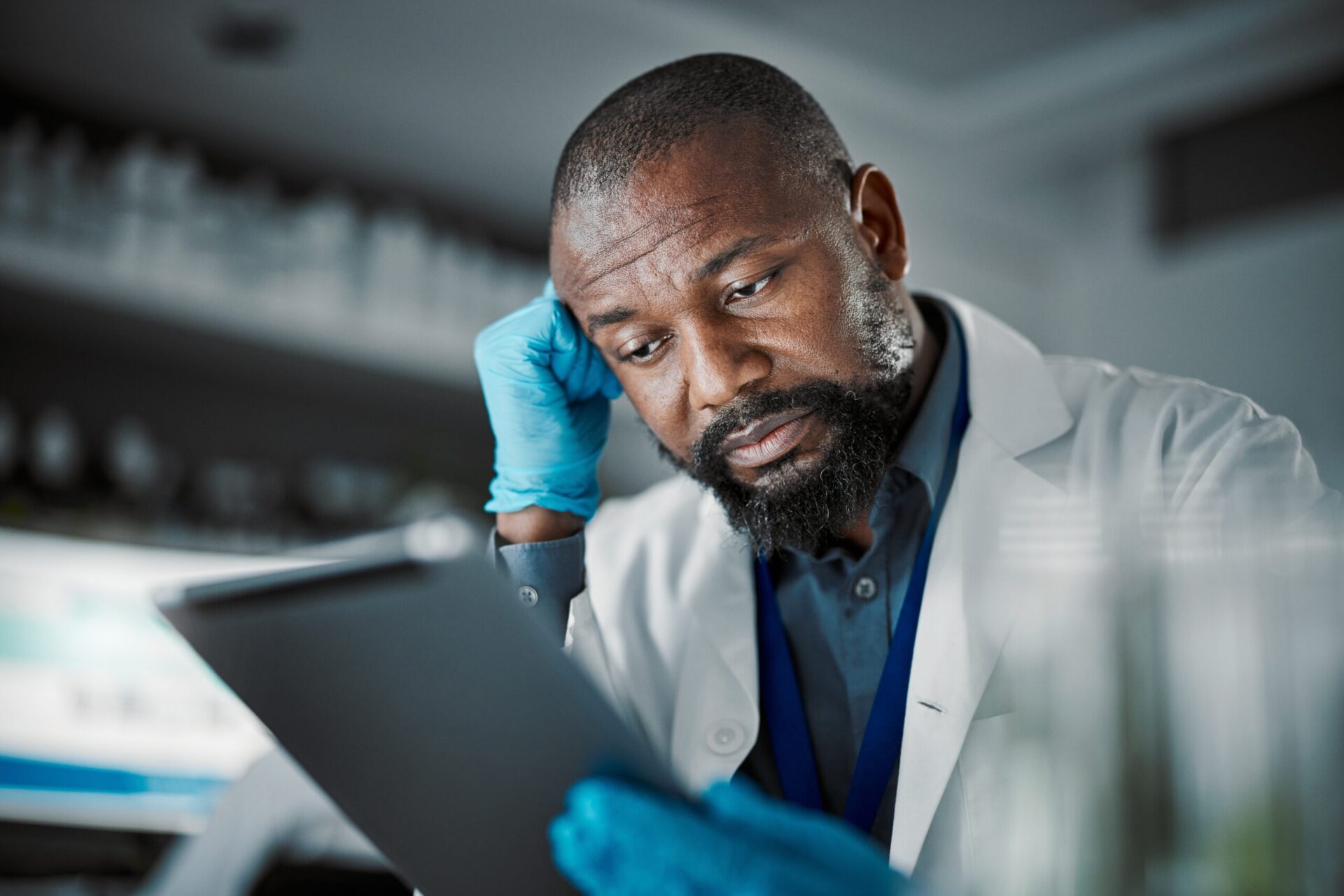 Scientist,Man,,Stress,And,Technology,For,Medical,Research,In,A